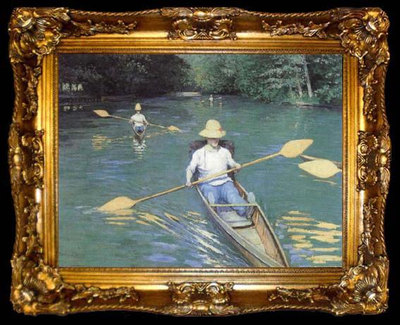 framed  Gustave Caillebotte Bathers about to Dive into the Yerres, ta009-2